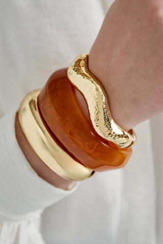 Bijoutheek Armband (Sieraad) Bangle Wave Gehamerd