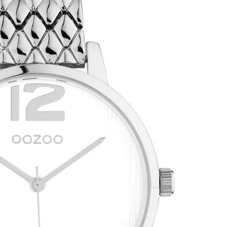 OOZOO Timepieces - Zilverkleurige horloge met zilverkleurige roestvrijstalen armband - C11021