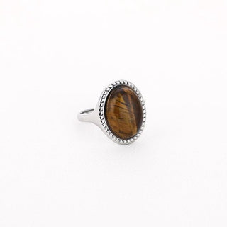 Bijoutheek Ring (Sieraad) Ovaal Groot Steen Zilverkleurig