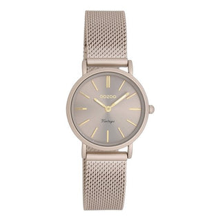 Taupe OOZOO horloge met metalen mesh armband - C20339