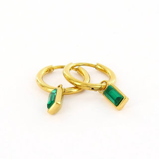 Kopen groen Kalli oorhangers ovaal goud zirkonia (13MM)