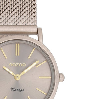 Taupe OOZOO horloge met metalen mesh armband - C20339