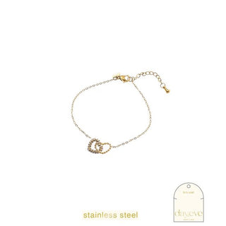 Go Dutch Label Armband (Sieraad) Double Sparkly Heart Bracelet