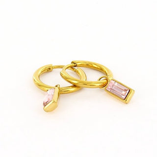 Kopen roze Kalli oorhangers ovaal goud zirkonia (13MM)