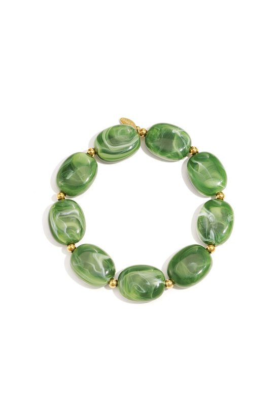 Bijoutheek Armband (Sieraad) Elastiek Kralen Ovaal Plat
