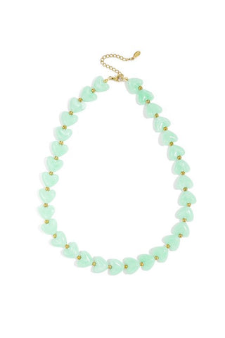 Kopen light-green Bijoutheek Collier Hart Kralen
