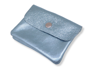 Kopen metallic-ice-blue Bijoutheek Portemonnee Leer Italiaans