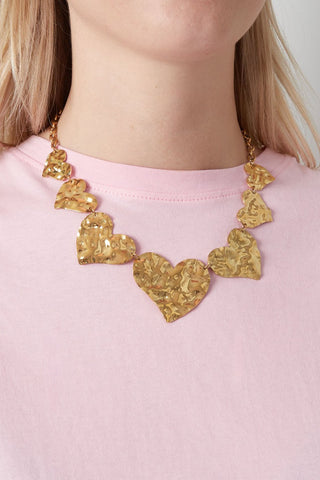 Bijoutheek Collier Statement Harten Gehamerd
