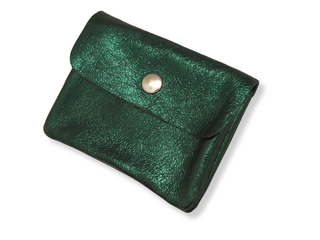Kopen metallic-donker-groen Bijoutheek Portemonnee Leer Italiaans