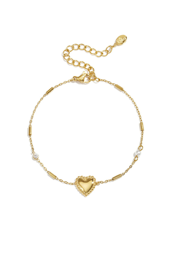 Bijoutheek Armband (Sieraad) Fijn Hart Parel Steentje