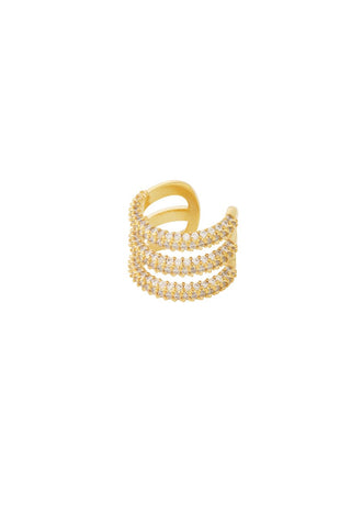 Kopen goud Bijoutheek Earcuff Strass Trio Steentjes