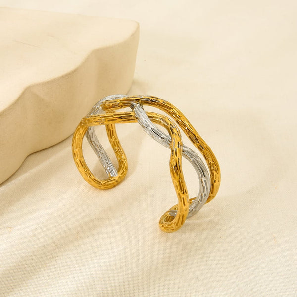 Bijoutheek Armband (Sieraad) Bangle Gewoven Bicolor