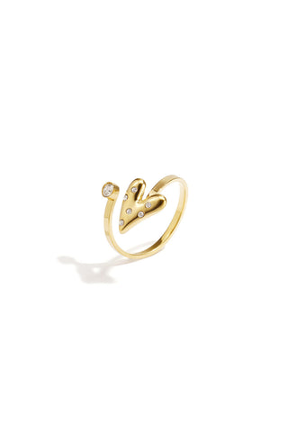 Bijoutheek Ring (Sieraad) Huggie Bold Hart Steentjes