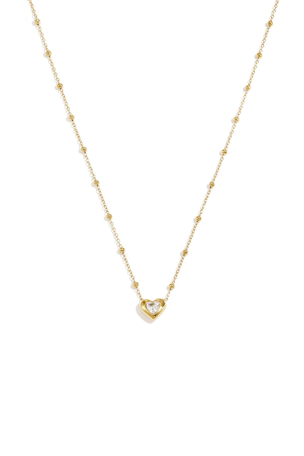 Bijoutheek Collier Balletjes Hart Steen