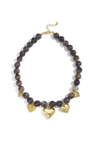 Kopen grijs Bijoutheek Collier Statement Kralen Harten