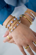 Bijoutheek Armband (Sieraad) Kralen Blauw Wit Balletjes