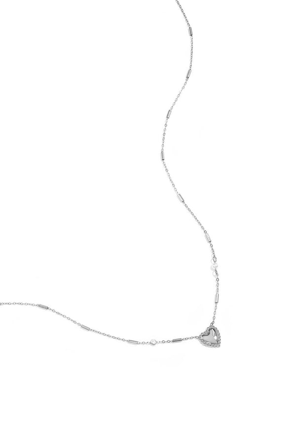 Bijoutheek Collier Fijn Hart Parel Steentje