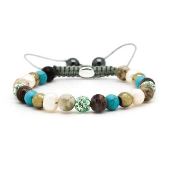Karma Armband (Sieraad) Spiral Beachy Gold XS (green crystal)