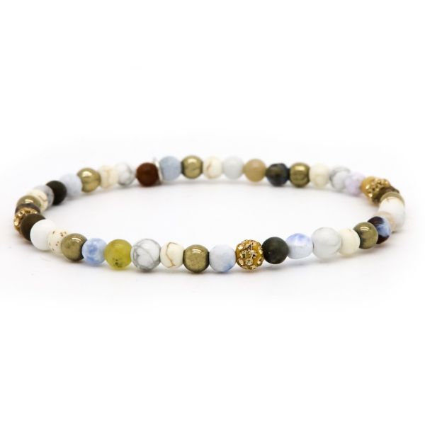 Karma Armband (Sieraad) Spiral Blue Bubble XXS Elastic (gold crystal)