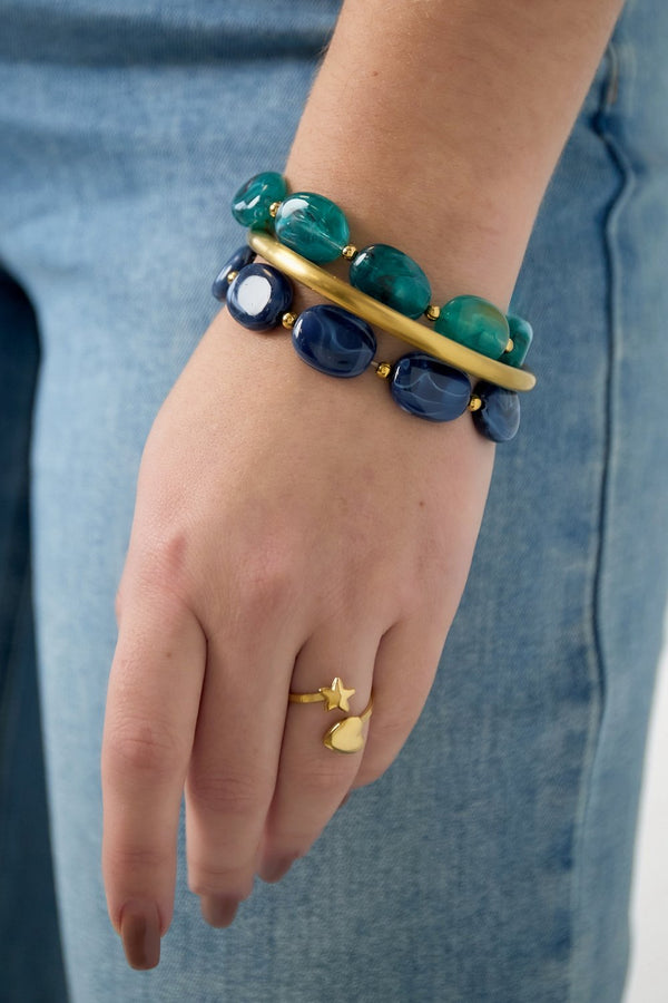 Bijoutheek Armband (Sieraad) Elastiek Kralen Ovaal Plat