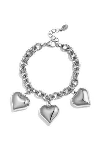 Kopen zilverkleurig Bijoutheek Armband (Sieraad) Chunky Harten