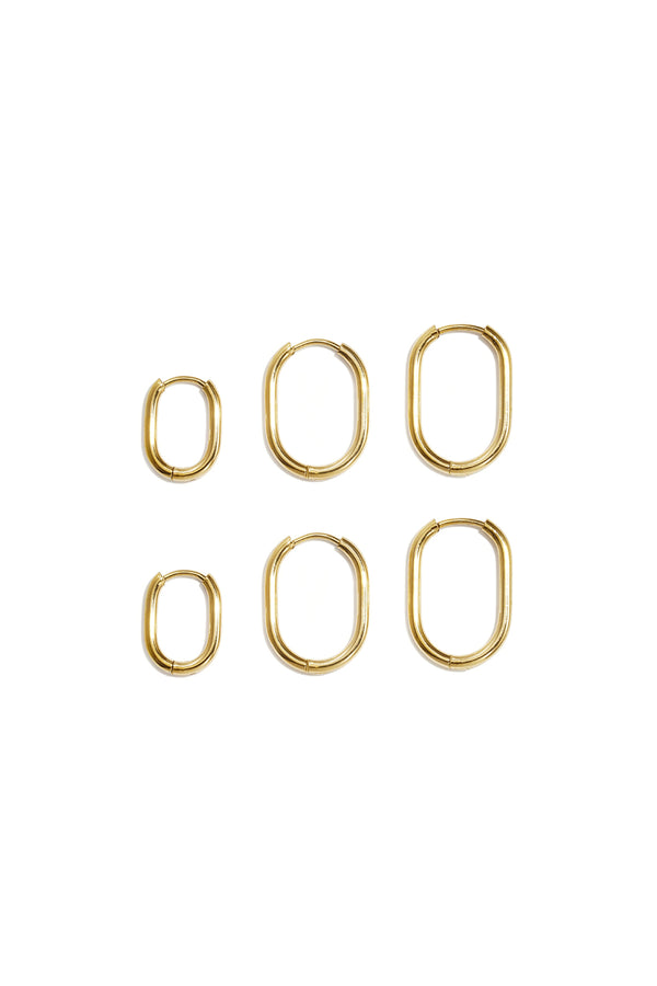 Bijoutheek Oorringen Set 3 Paar Rechthoek 1.5cm 2cm 2.3cm