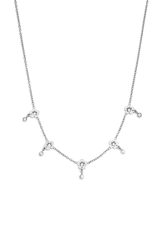 Kopen zilverkleurig Bijoutheek Collier Bloemen Hangende Steentjes