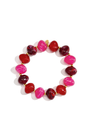 Kopen roze-rood Bijoutheek Armband (Sieraad) Kralen Ei Vorm Elastisch Glitter