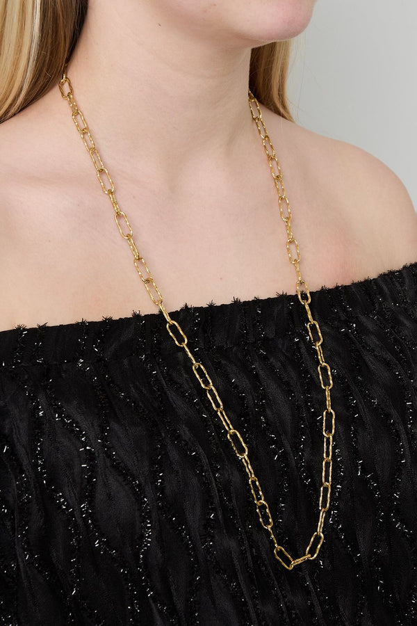 Bijoutheek Collier Lang Schakels Ovaal Bewerkt