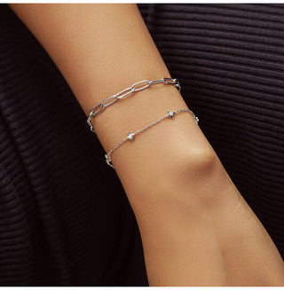 ANIA HAIE 925 Sterling Silber Gezeiten-Abalone-Halbmond-Gliederarmband (LÄNGE: 16–18,5 cm)
