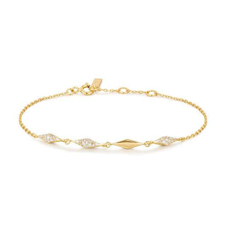 ANIA HAIE 925 Sterling Silber Gezeiten-Abalone-Halbmond-Gliederarmband (LÄNGE: 16–18,5 cm)