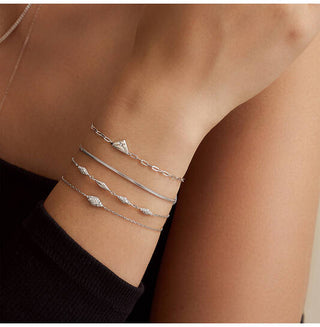 ANIA HAIE 925 Sterling Silber Gezeiten-Abalone-Halbmond-Gliederarmband (LÄNGE: 16–18,5 cm)