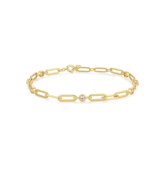ANIA HAIE 925 Sterling Silver Tidal Abalone Crescent Link Bracelet (LENGTH: 16 -18.5CM)