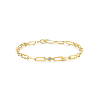 Kaufen goud ANIA HAIE 925 Sterling Silber Gezeiten-Abalone-Halbmond-Gliederarmband (LÄNGE: 16–18,5 cm)