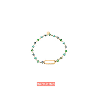 Kopen groen Day&Eve by Go Dutch Label Armband (Sieraad) Elastisch Ovaal Gehamerd Kralen