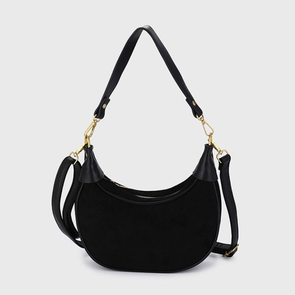 Bijoutheek Tas Schouder Halve Maan Suede Look