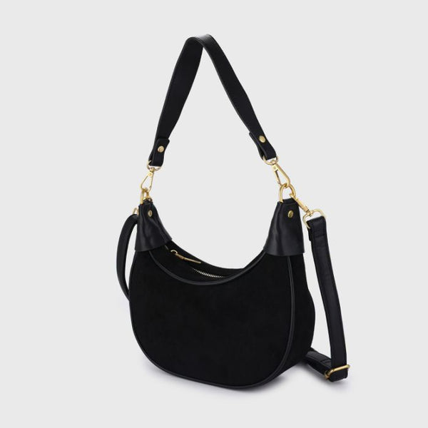 Bijoutheek Tas Schouder Halve Maan Suede Look
