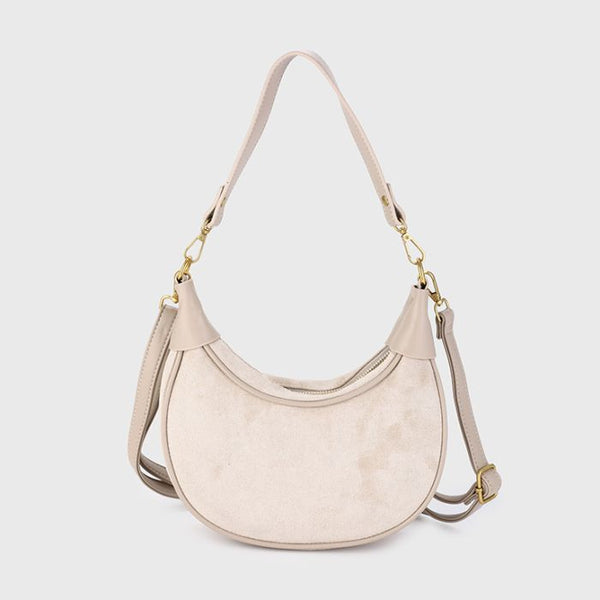 Bijoutheek Tas Schouder Halve Maan Suede Look