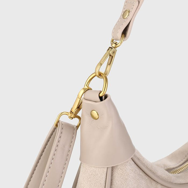 Bijoutheek Tas Schouder Halve Maan Suede Look