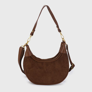 Kopen light-coffee Bijoutheek Tas Schouder Halve Maan Suede Look