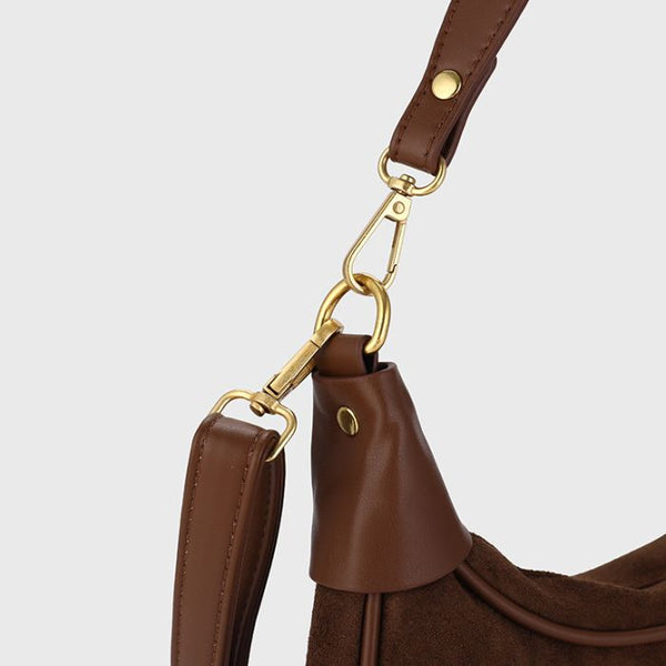 Bijoutheek Tas Schouder Halve Maan Suede Look