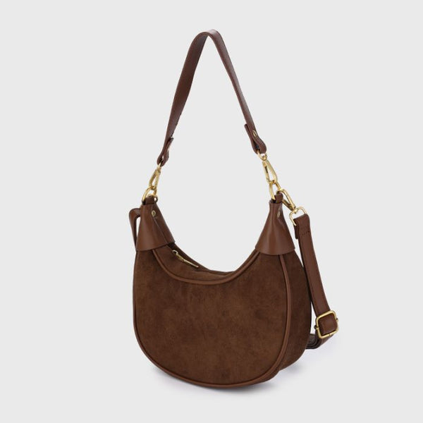 Bijoutheek Tas Schouder Halve Maan Suede Look