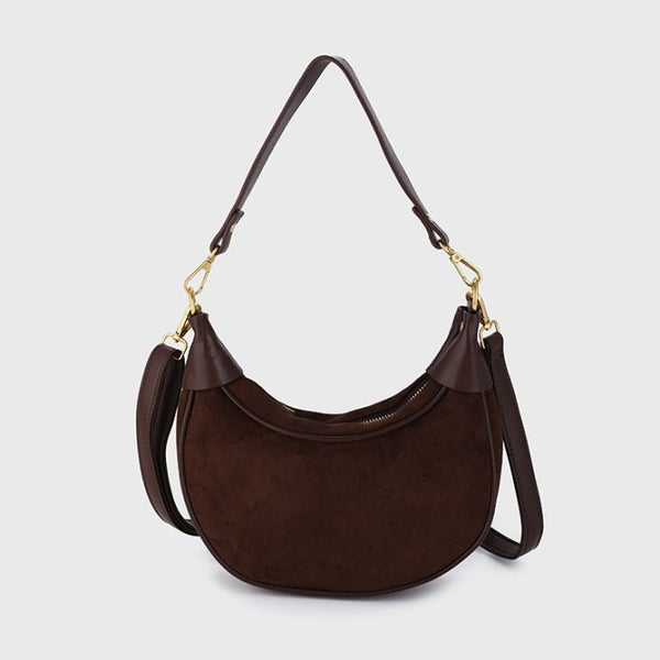 Bijoutheek Tas Schouder Halve Maan Suede Look