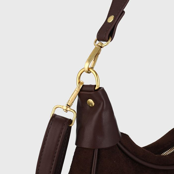 Bijoutheek Tas Schouder Halve Maan Suede Look