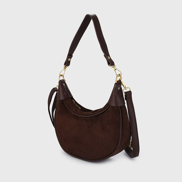 Bijoutheek Tas Schouder Halve Maan Suede Look