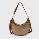 Bijoutheek Tas Schouder Halve Maan Suede Look