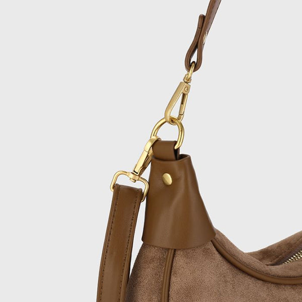 Bijoutheek Tas Schouder Halve Maan Suede Look