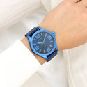 Blue watch with dark blue leather strap – C0913 (46mm)