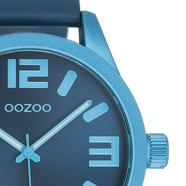 Blue watch with dark blue leather strap – C0913 (46mm)