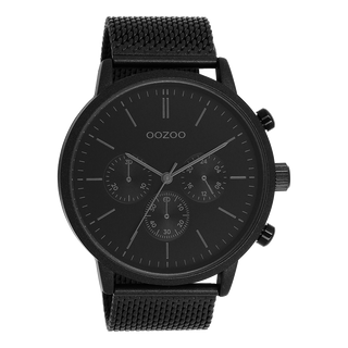 Black watch with black metal mesh bracelet - C11204 (50mm)